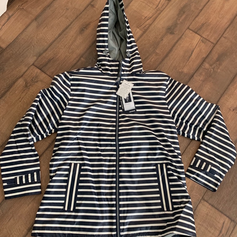 Charles River Navy and White Rain Jacket